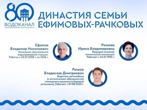 История семьи Ефимовых-Рачковых– три поколения преданности “Водоканалу”!